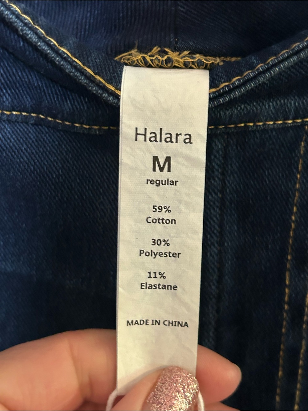 NWT Halara Flex Midi Skirt Dark Indigo Stretch Denim High Rise Medium - Picture 6 of 8